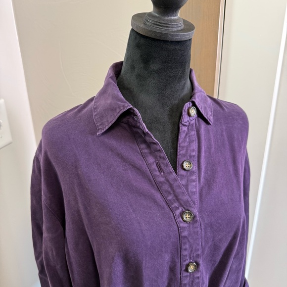Pulp Women 100% Tencel Lyocell Relaxed Fit Plum Dark Purple Button Down Shirt L - Picture 3 of 8